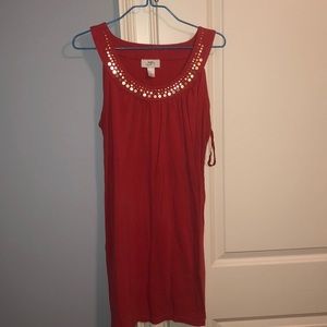 LOFT salmon dress with gold sequin color